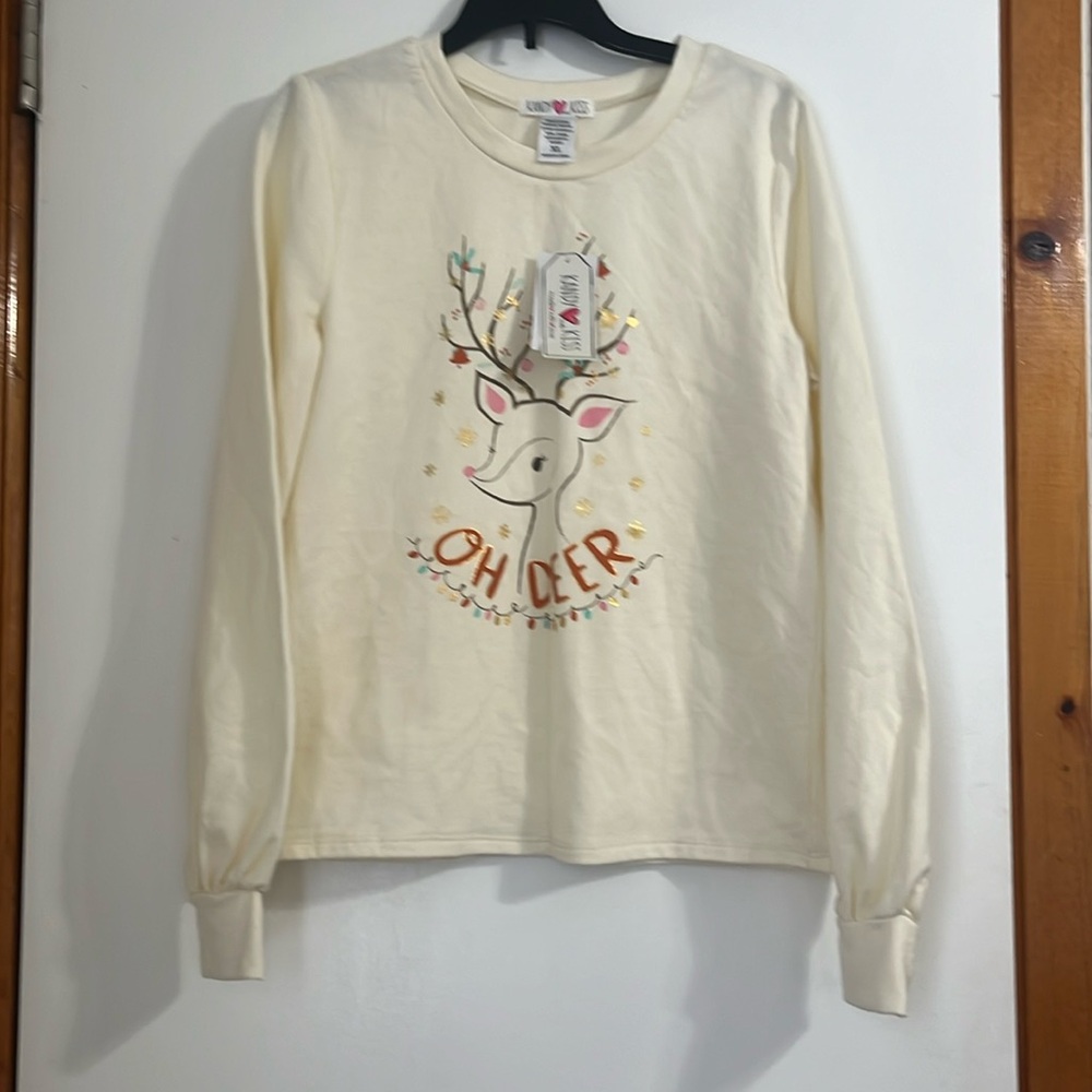 Kandy Kiss Girls LS Bishop SLV Sweatshirt size XL color Ivory